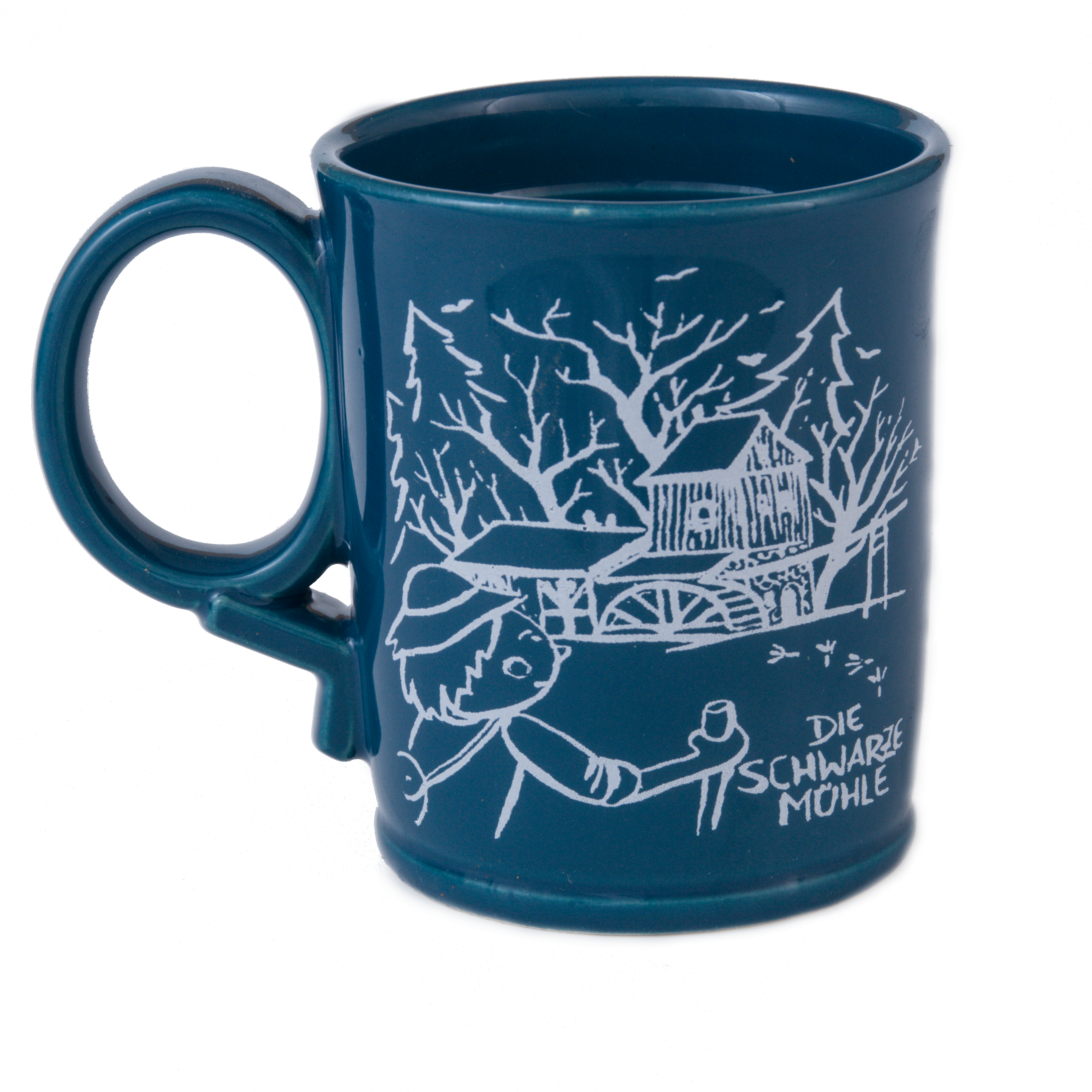 Preußischblaue Krabat-Tasse – Die Mühle